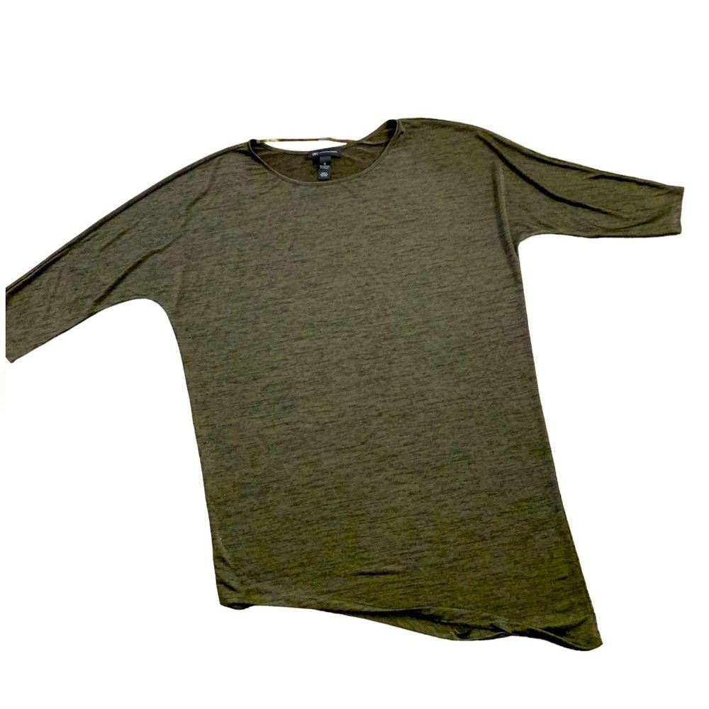 INC International Concept | Shimmer Olive Green Size XL Top Asymmetry Cut